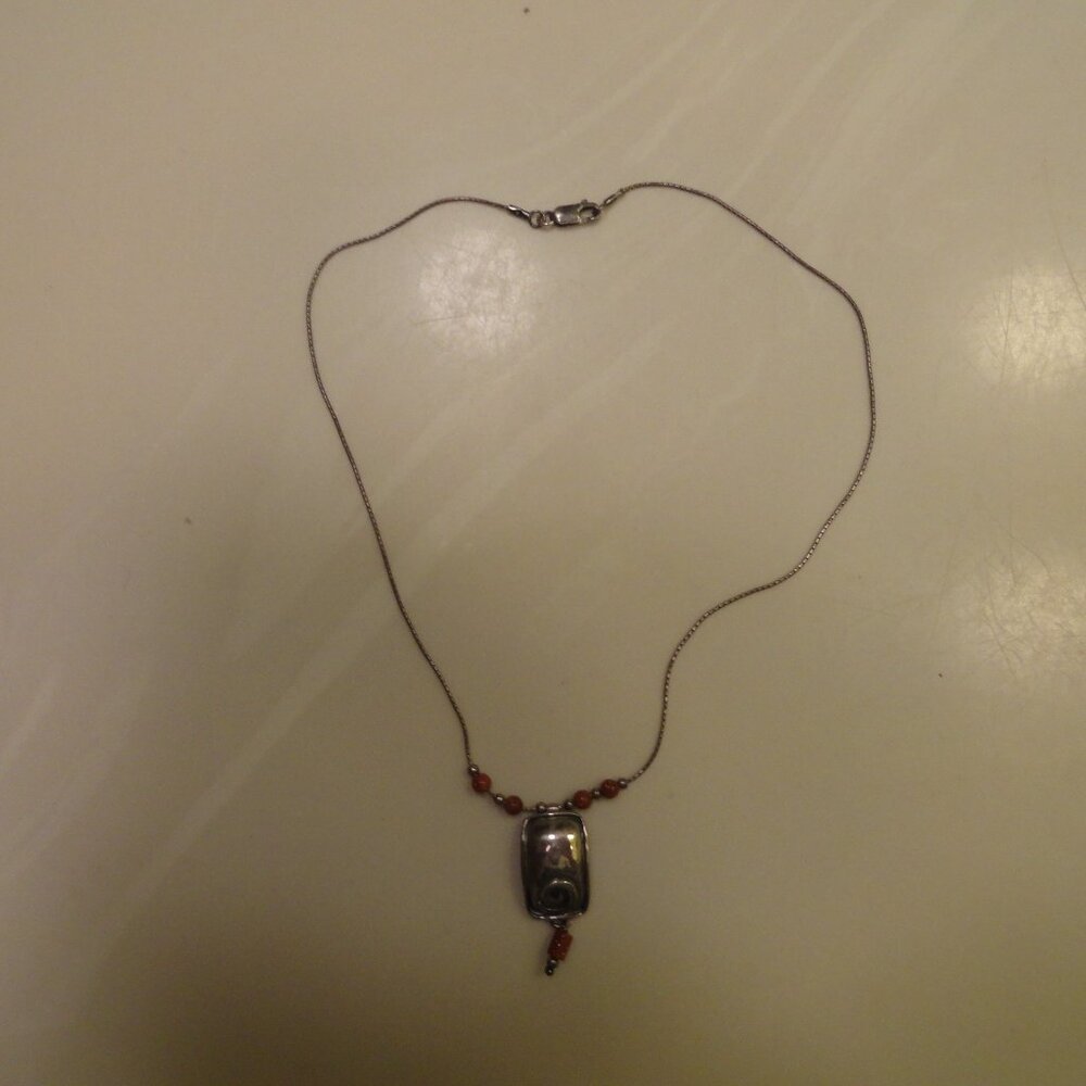 Silpada oxidized Sterling Silver and Sandstone pendant necklace 16 1/2" long